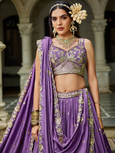 Chiffon Sequinse embroidery Semi-Stitched Lehenga choli & Dupatta