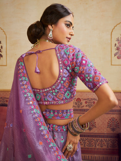 Organza Fabric Sequins embroidery Semi-Stitched Lehenga choli & Dupatta House of Panchhi