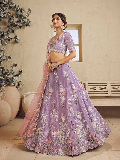 Satin Silk Fabric Sequins embroidery Semi-Stitched Lehenga choli & Dupatta House of Panchhi