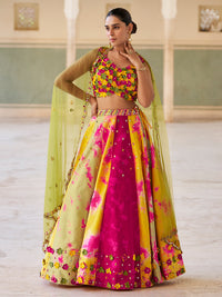 Yellow & Rani Designer ready to Wear Lehenga Choli with Dupatta