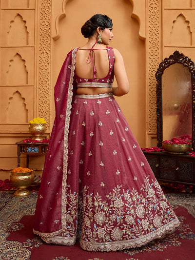 Tissue Fabric Sequins embroidery Semi-Stitched Lehenga & Unstitched Blouse With Dupatta houseofpanchhi