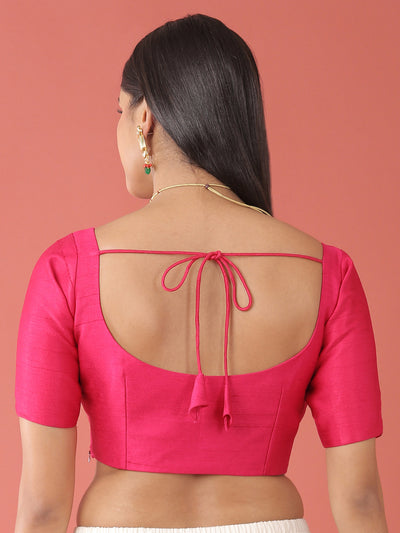 Rani Pink-Toned Pure Silk Plain Readymade Blouse