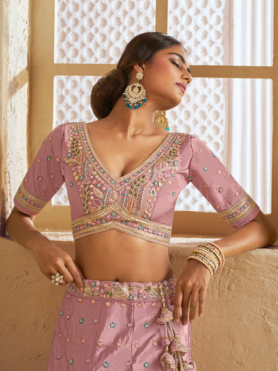 Satin Silk  Fabric Sequins embroidery Semi-Stitched Lehenga choli & Dupatta House of Panchhi