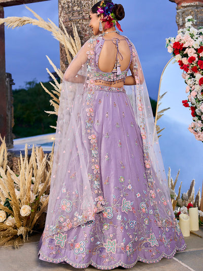Satin Silk Fabric Sequinned Embroidered Ready to Wear Lehenga Choli & Dupatta House of Panchhi