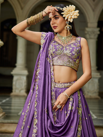 Chiffon Sequinse embroidery Semi-Stitched Lehenga choli & Dupatta