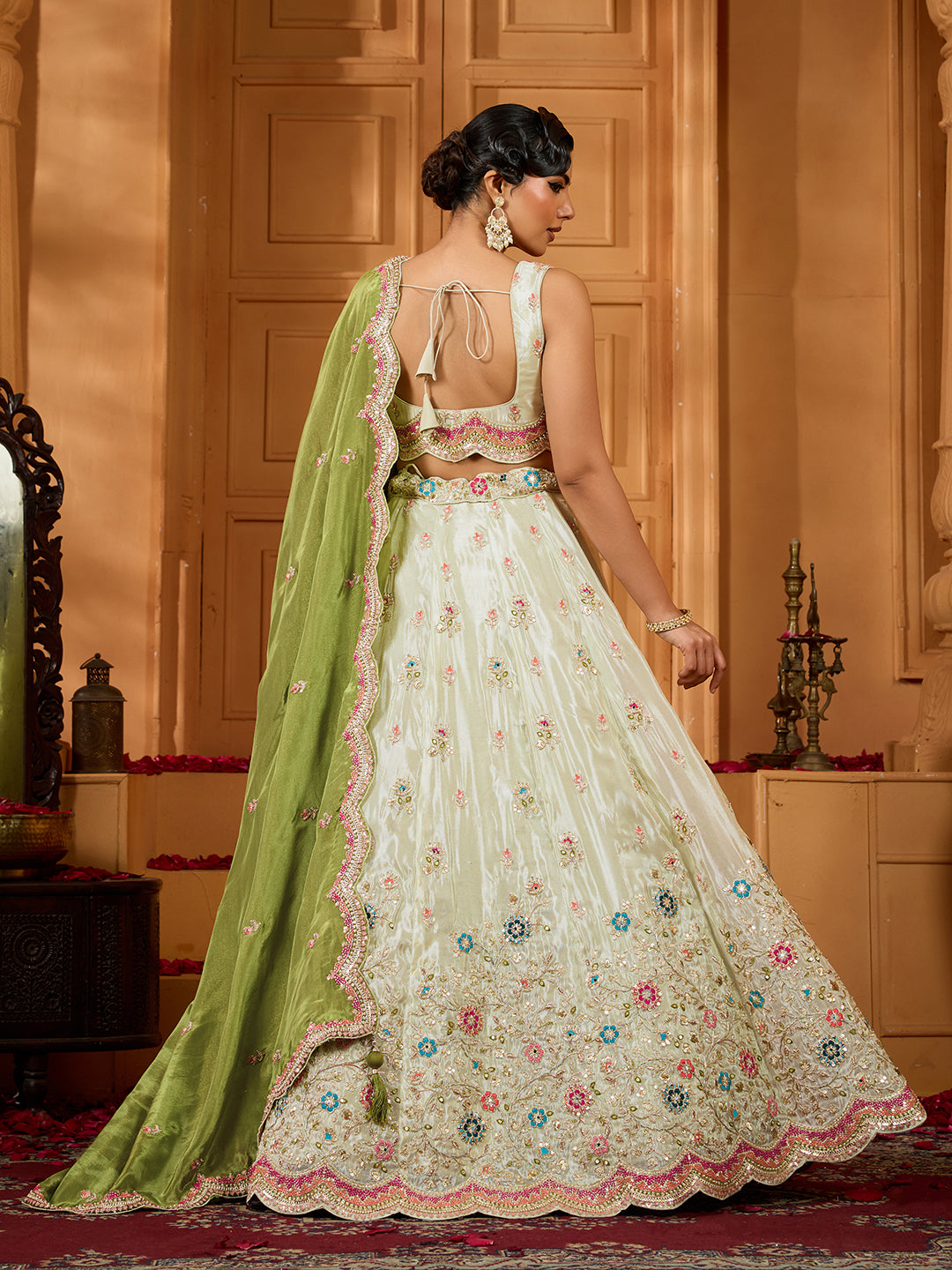 Tissue Fabric Sequins embroidery Semi-Stitched Lehenga & Unstitched Blouse With Dupatta houseofpanchhi