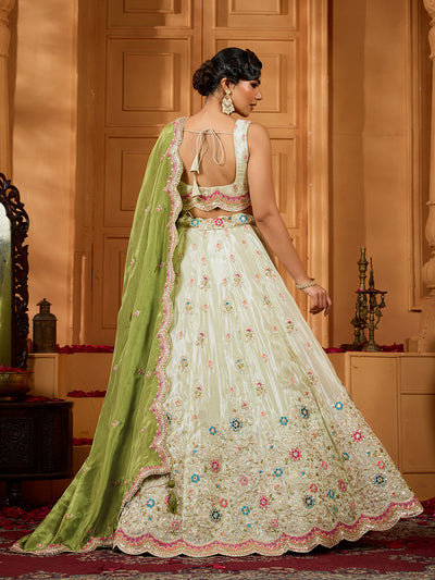 Tissue Fabric Sequins embroidery Semi-Stitched Lehenga & Unstitched Blouse With Dupatta houseofpanchhi