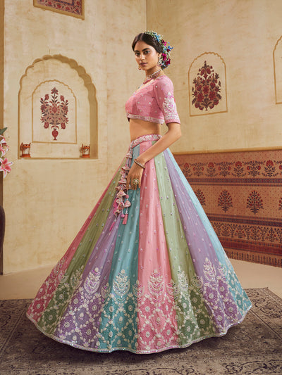 Chinnon Fabric Sequinse embroidery Semi-Stitched Lehenga choli & Dupatta House of Panchhi