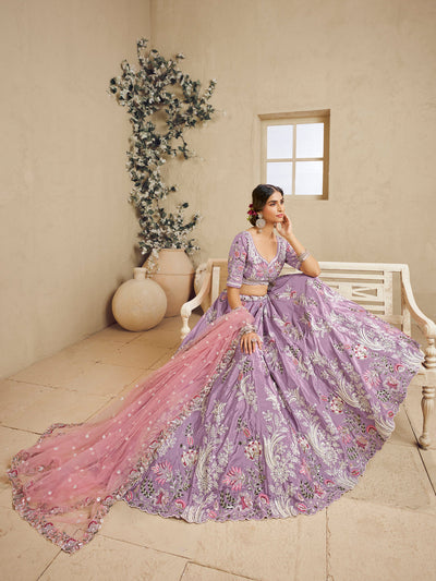 Satin Silk Fabric Sequins embroidery Semi-Stitched Lehenga choli & Dupatta House of Panchhi