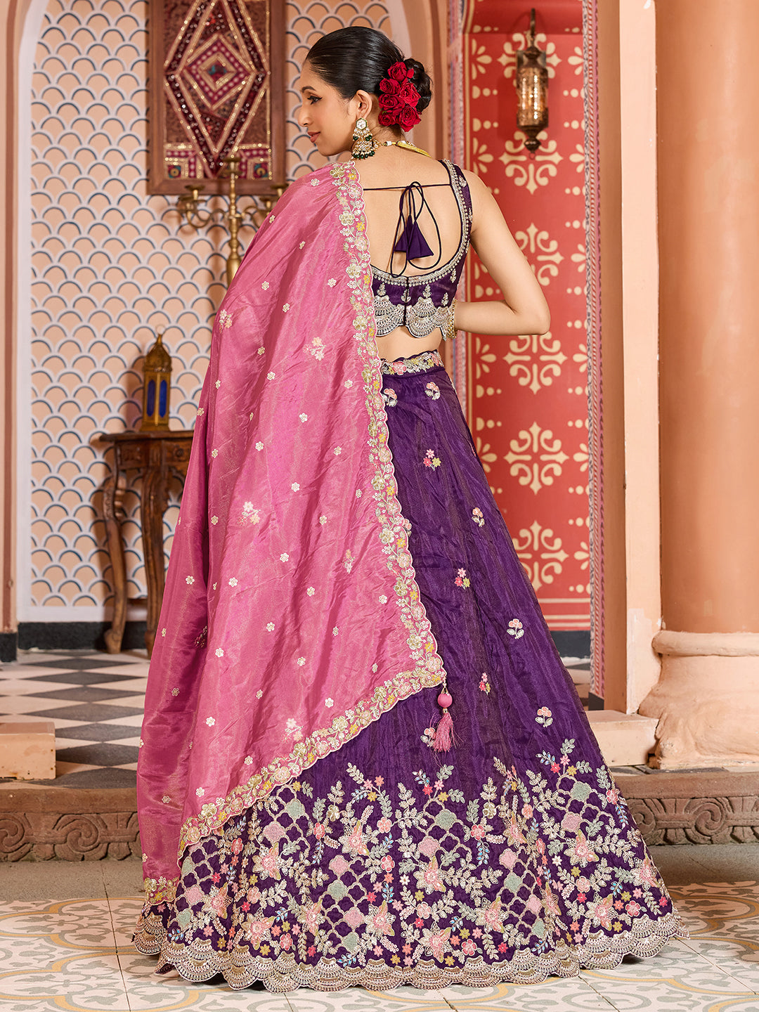 Tissue Fabric Sequins embroidery Semi-Stitched Lehenga & Unstitched Blouse With Dupatta House of Panchhi