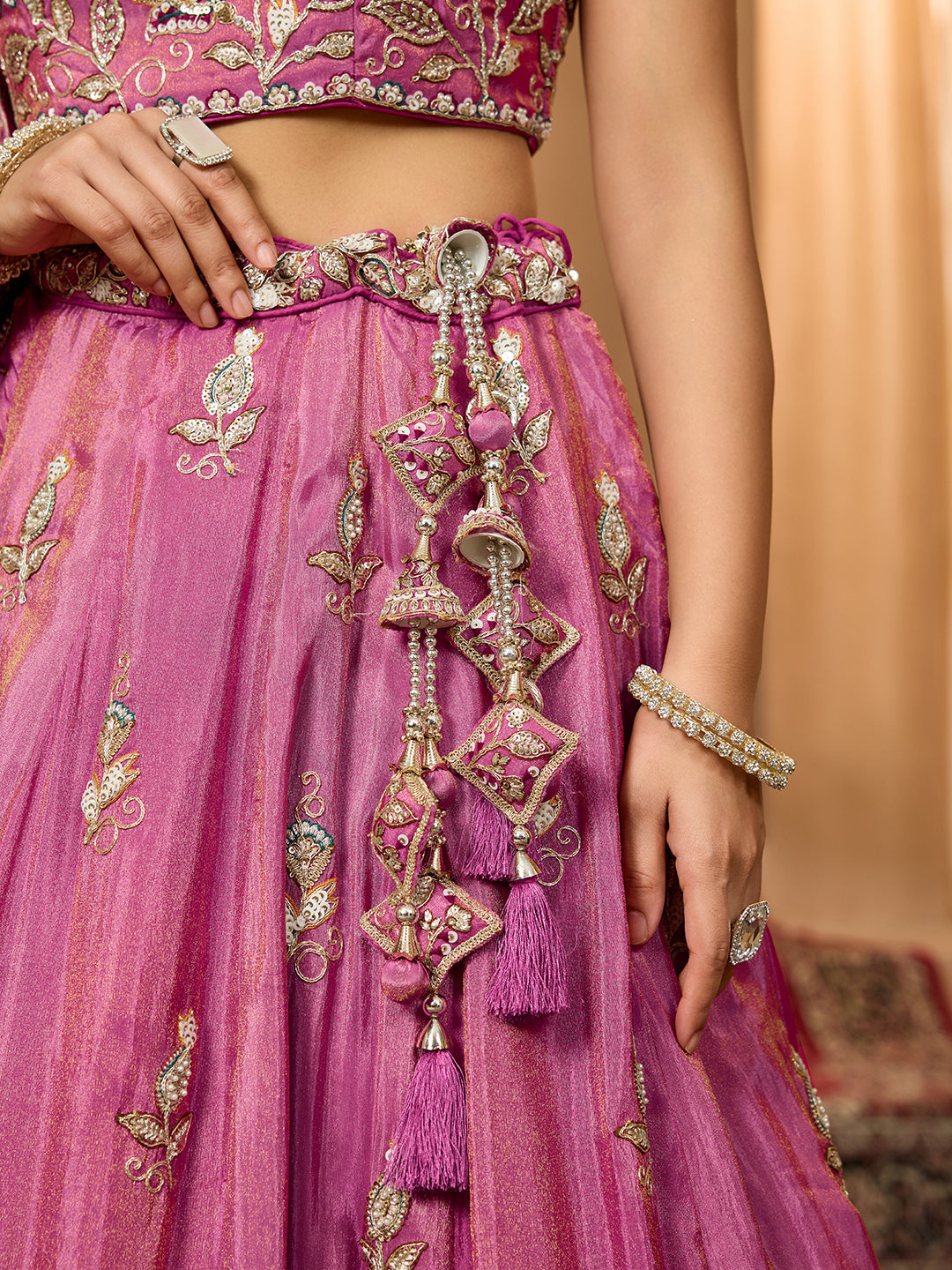 Orange- Tissue Fabric Sequinse embroidery Semi-Stitched Lehenga & Unstitched Blouse With Dupatta houseofpanchhi
