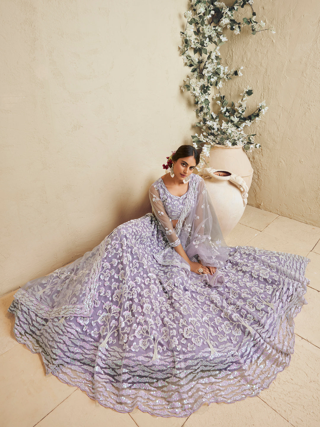 Net Fabric Sequinse embroidery Semi-Stitched Lehenga choli & Dupatta House of Panchhi