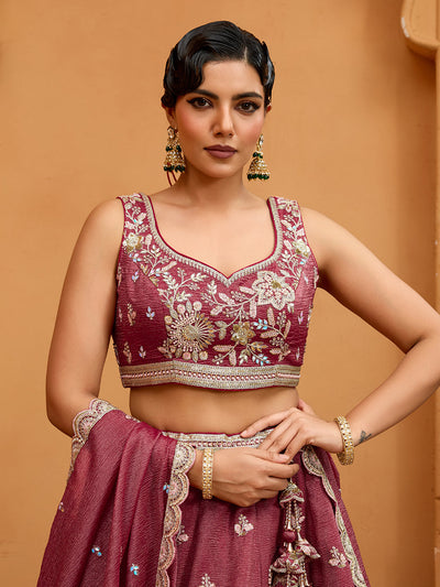 Tissue Fabric Sequins embroidery Semi-Stitched Lehenga & Unstitched Blouse With Dupatta houseofpanchhi