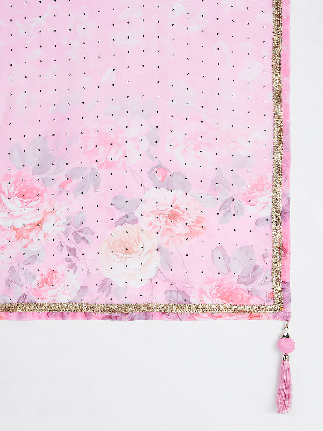 Pink Organza Floral Digital Print Semi-Stitched Lehenga