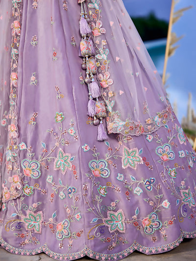 Satin Silk Fabric Sequinned Embroidered Ready to Wear Lehenga Choli & Dupatta House of Panchhi
