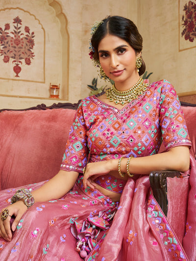 Organza Fabric Sequins embroidery Semi-Stitched Lehenga choli & Dupatta House of Panchhi