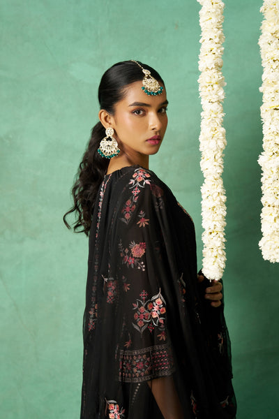 Shimmer Organza Fabric Sequins embroidery Semi-Stitched Straight Kurta Set- ROSE