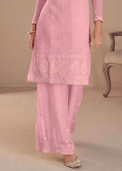 Georgette Fabric Thread embroidery Ready to wear Straight Kurta Set