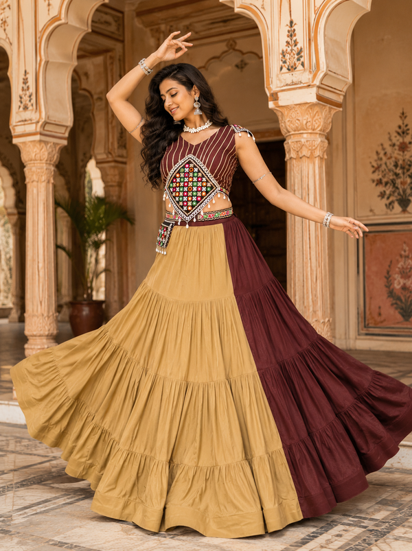 Rust color Navratri Designer Ready To Wear Lehenga Choli houseofpanchhi