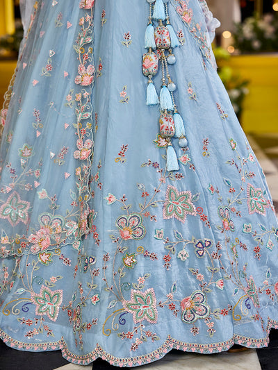 Satin Silk Fabric Sequinned Embroidered Ready to Wear Lehenga Choli & Dupatta House of Panchhi