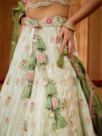 Tissue Fabric Sequins embroidery Semi-Stitched Lehenga & Unstitched Blouse With Dupatta houseofpanchhi