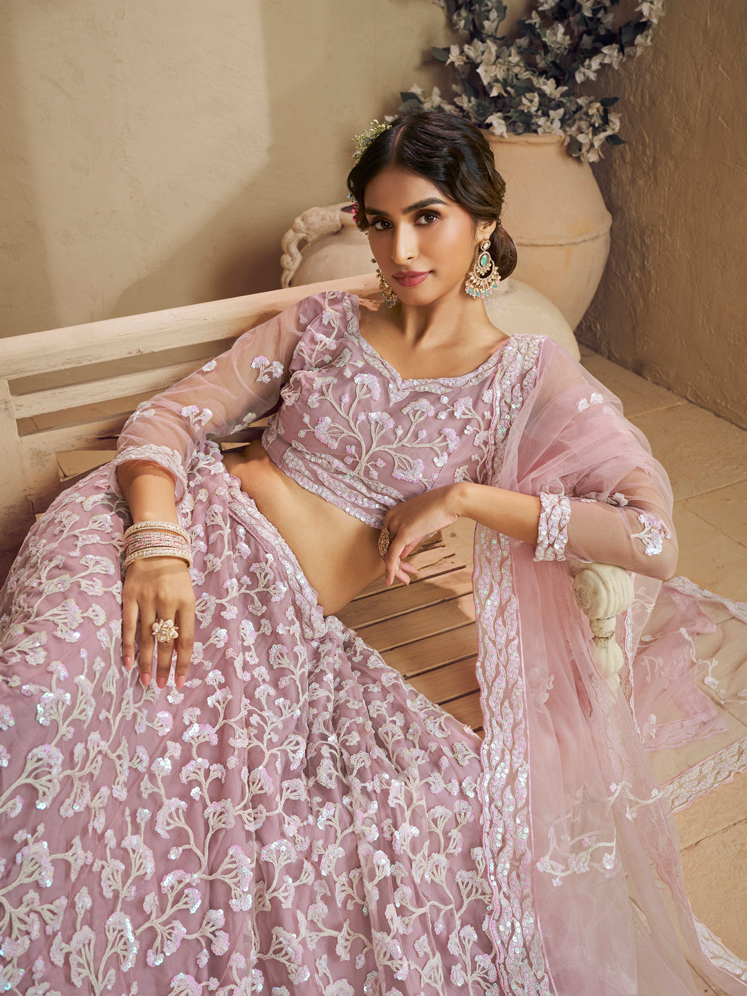 Net Fabric Sequinse embroidery Semi-Stitched Lehenga choli & Dupatta House of Panchhi