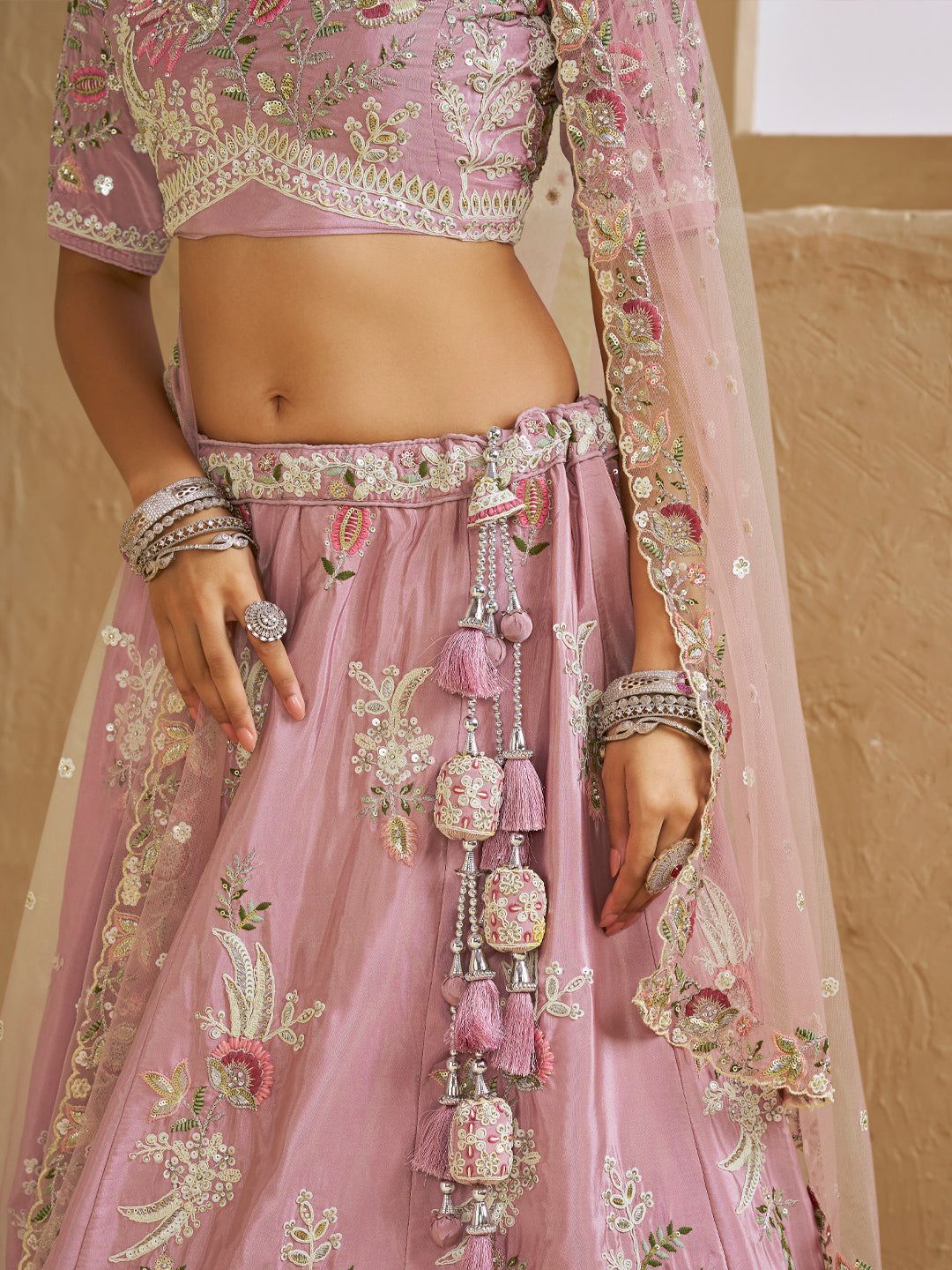 Satin Silk Fabric Sequins embroidery Semi-Stitched Lehenga choli & Dupatta House of Panchhi