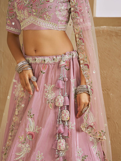 Satin Silk Fabric Sequins embroidery Semi-Stitched Lehenga choli & Dupatta House of Panchhi