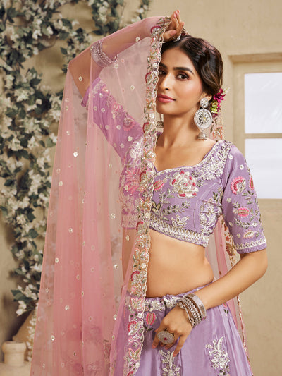Satin Silk Fabric Sequins embroidery Semi-Stitched Lehenga choli & Dupatta House of Panchhi