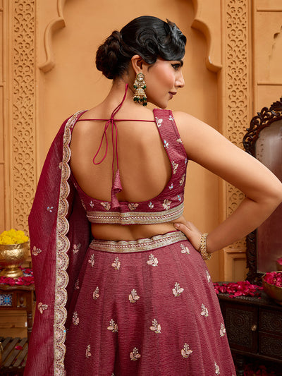 Tissue Fabric Sequins embroidery Semi-Stitched Lehenga & Unstitched Blouse With Dupatta houseofpanchhi