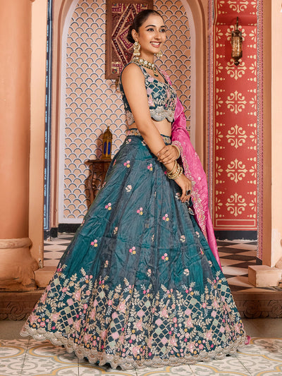 Tissue Fabric Sequins embroidery Semi-Stitched Lehenga & Unstitched Blouse With Dupatta House of Panchhi