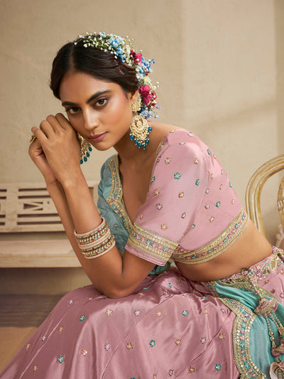 Satin Silk  Fabric Sequins embroidery Semi-Stitched Lehenga choli & Dupatta House of Panchhi