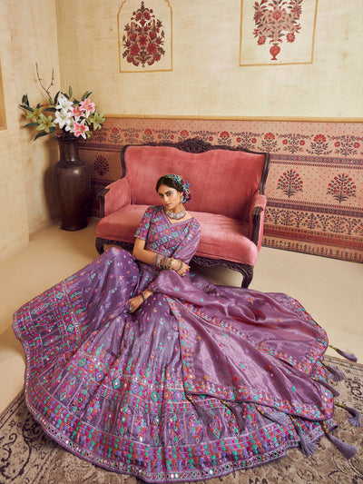 Organza Fabric Sequins embroidery Semi-Stitched Lehenga choli & Dupatta House of Panchhi