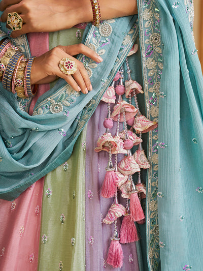 Chinnon Fabric Sequinse embroidery Semi-Stitched Lehenga choli & Dupatta House of Panchhi