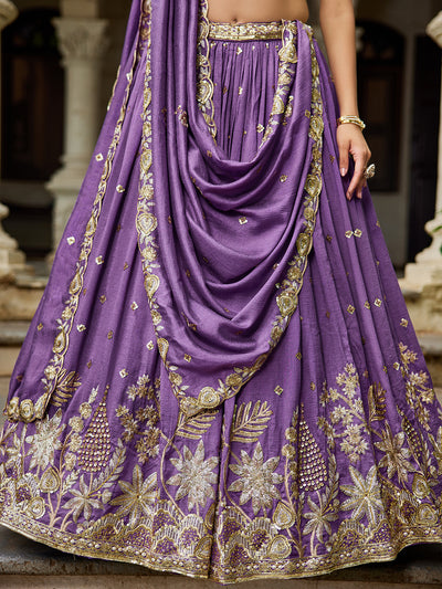 Chiffon Sequinse embroidery Semi-Stitched Lehenga choli & Dupatta