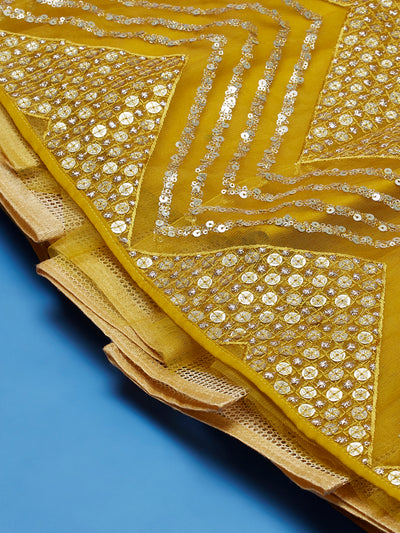 Net Sequins Work Semi-Stitched Lehenga