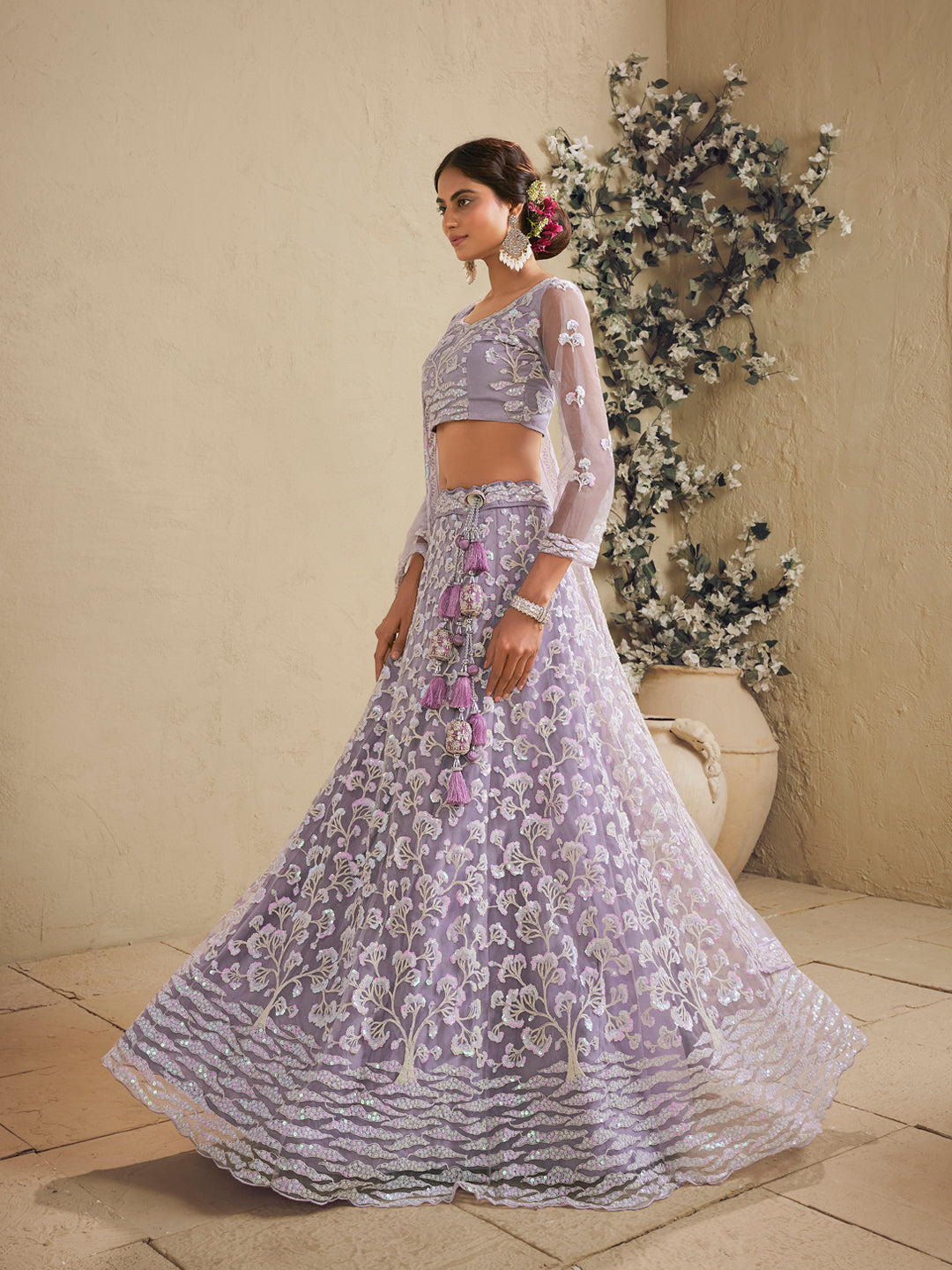 Net Fabric Sequinse embroidery Semi-Stitched Lehenga choli & Dupatta House of Panchhi