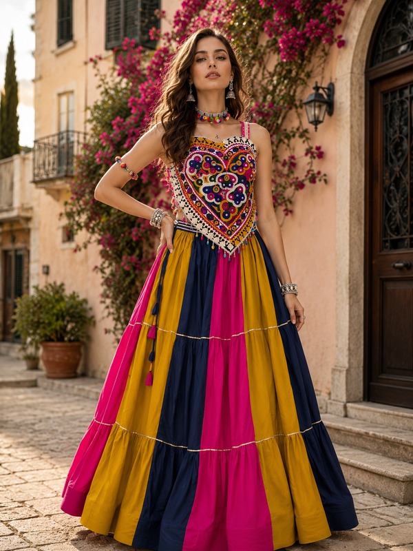 Blue color Navratri Designer Ready To Wear Lehenga Set houseofpanchhi