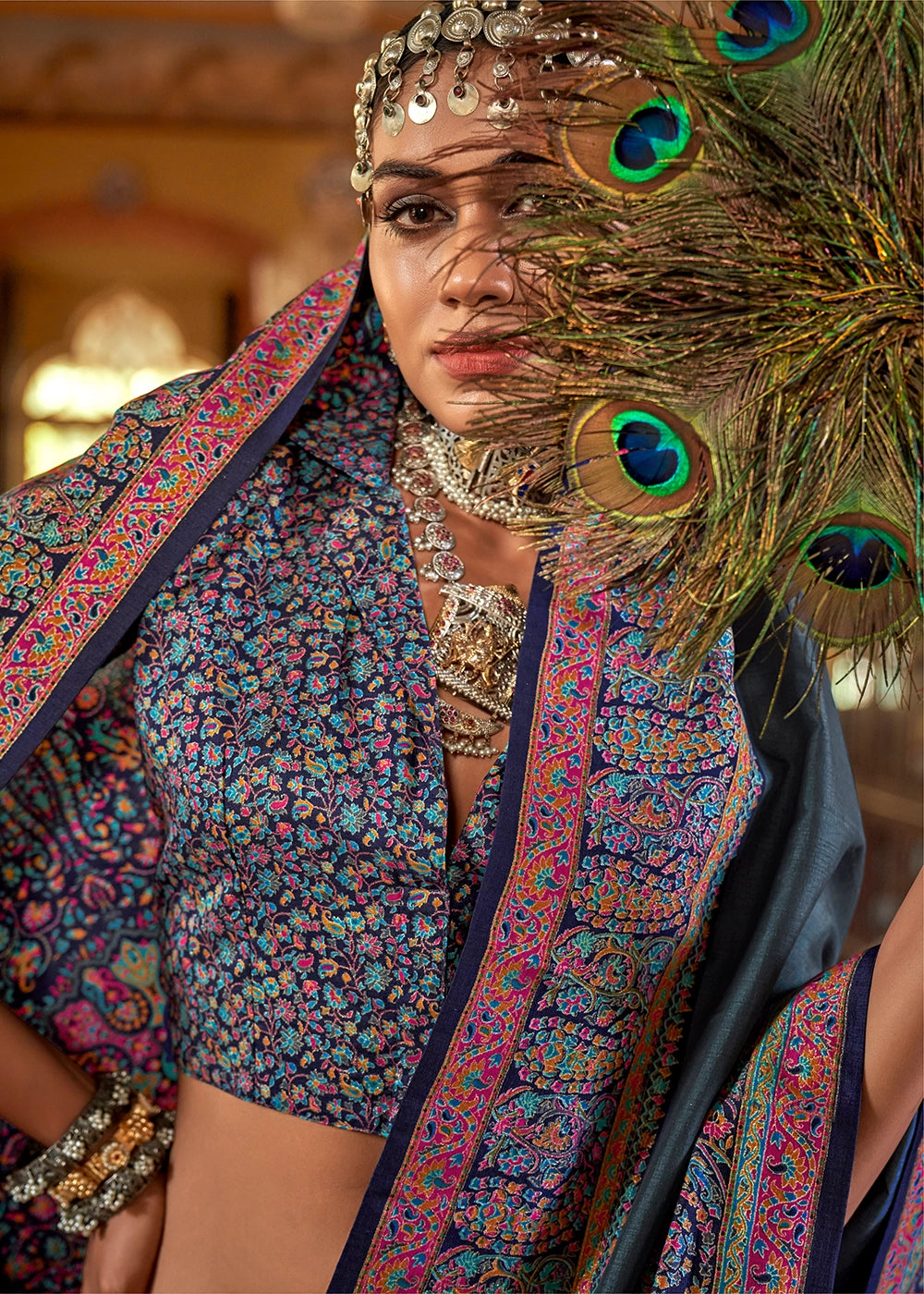 Silk fabric Luxury Print with Glory finish Saree with Silk Blouse