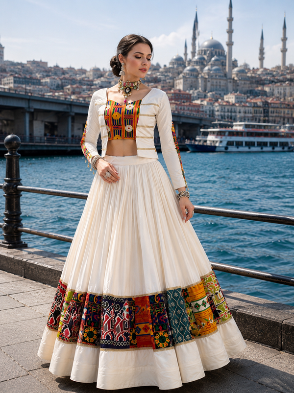 Cream color Navratri Designer Ready To Wear Lehenga Set houseofpanchhi