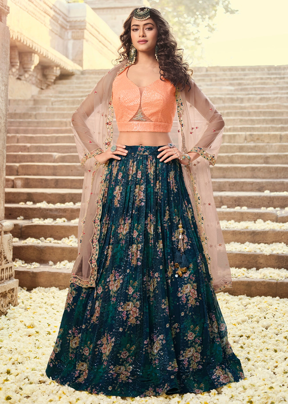 Viscose Georgette Sequin Slub work Ready to Wear Lehenga Choli