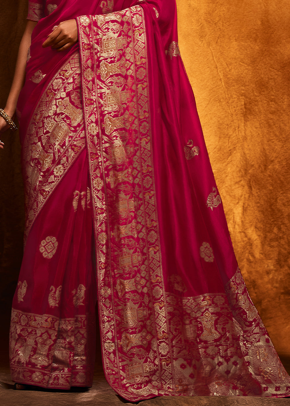 Pink Color Pure Viscos Woven Silk Saree