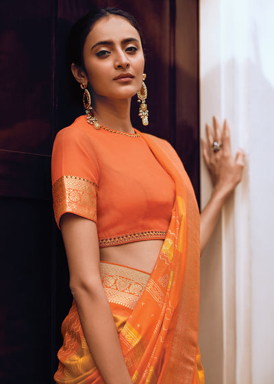 Orange-Yellow Color Pure Viscos Woven Bandhani Print Saree