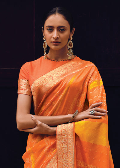 Orange-Yellow Color Pure Viscos Woven Bandhani Print Saree