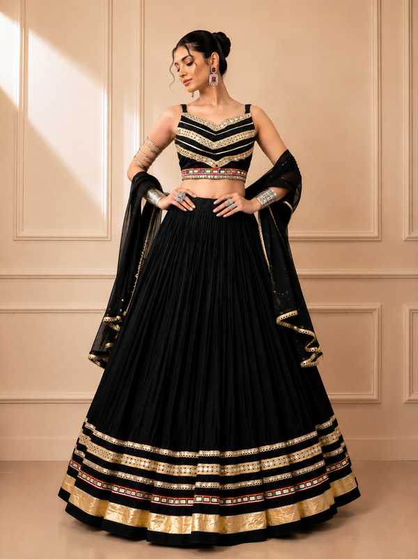 Black color Navratri Designer Ready To Wear Lehenga Set houseofpanchhi