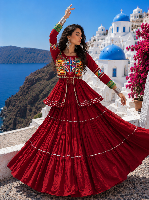 Marooncolor Navratri Designer Ready To Wear Lehenga Set (Copy) houseofpanchhi