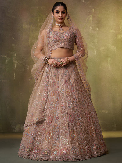 Net Fabric Sequins embroidery Semi-Stitched Lehenga & Unstitched Blouse With Dupatta House of Panchhi