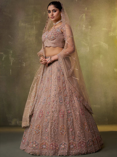 Net Fabric Sequins embroidery Semi-Stitched Lehenga & Unstitched Blouse With Dupatta House of Panchhi