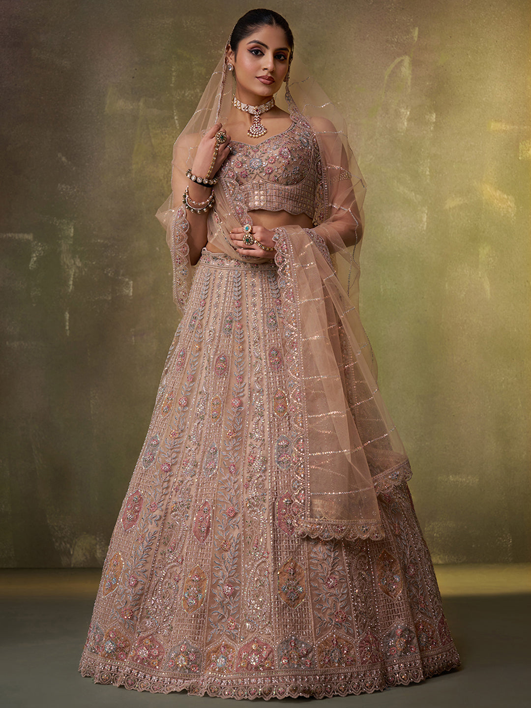 Net Fabric Sequins embroidery Semi-Stitched Lehenga & Unstitched Blouse With Dupatta House of Panchhi