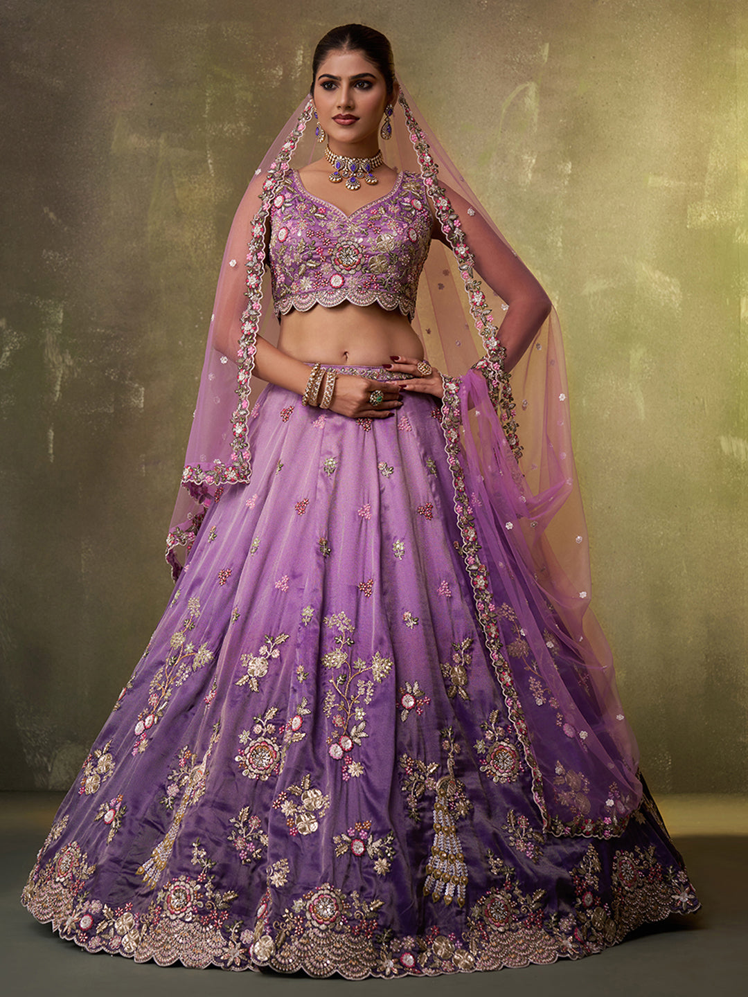 Tissue Fabric Sequins embroidery Semi-Stitched Lehenga & Unstitched Blouse With Dupatta House of Panchhi
